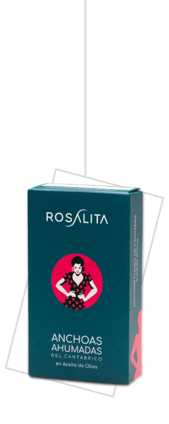 Packaging de la marca Rosalita de anchoas ahumadas