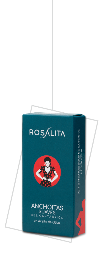 Packaging de la marca Rosalita de anchoas suaves en lata